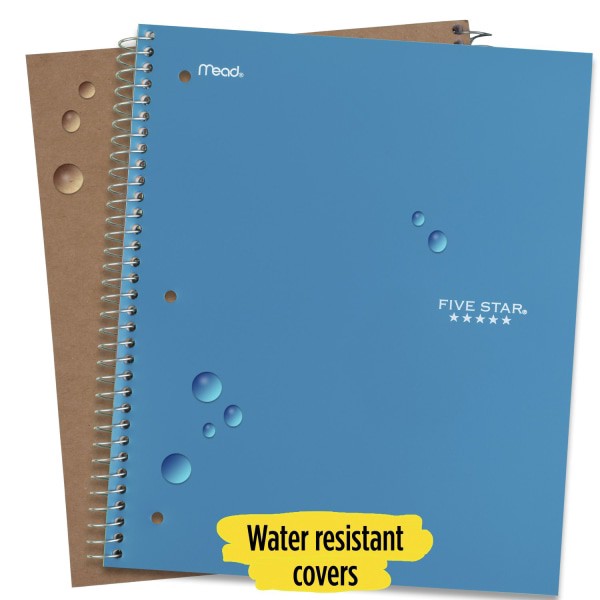 slide 2 of 4, Five Star Wirebound Notebook, 8" X 10-1/2", 3 Subject, Wide Ruled, 150 Sheets, Tidewater Blue, 150 ct