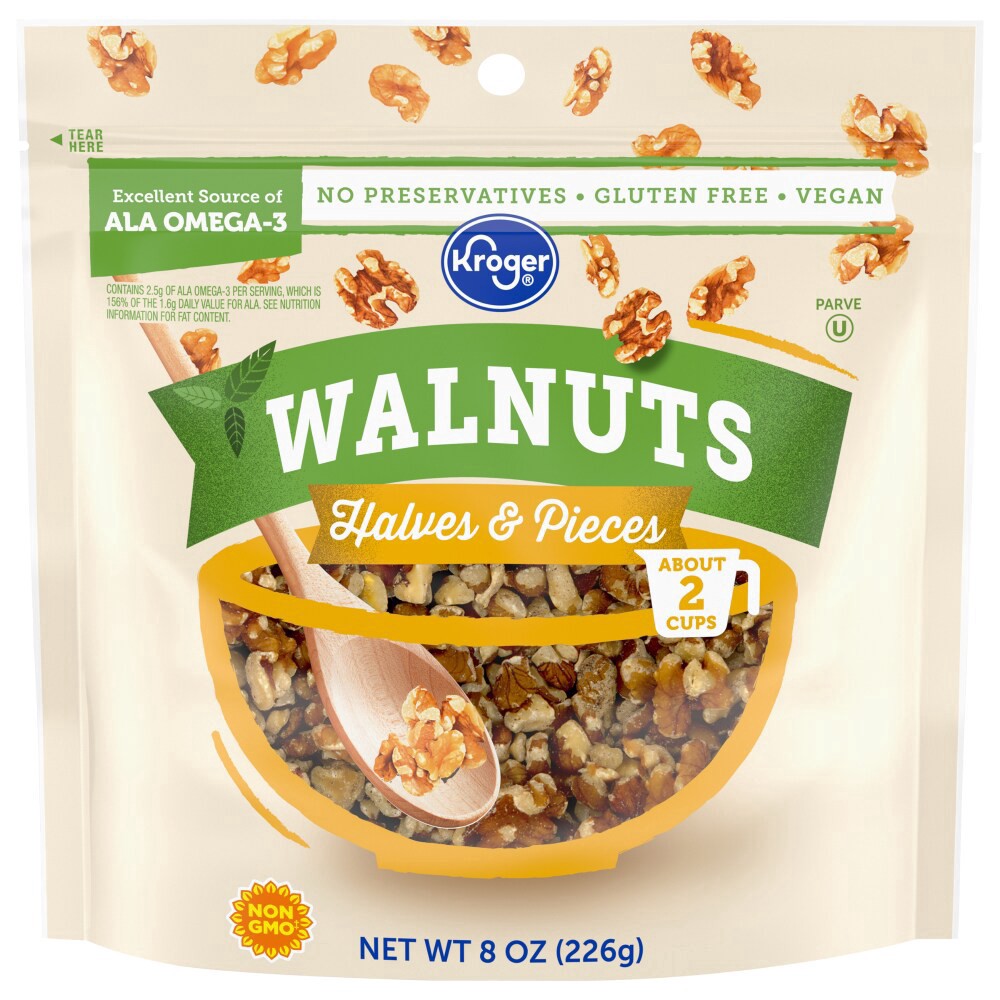 slide 2 of 2, Kroger Halves & Pieces Walnuts, 8 oz