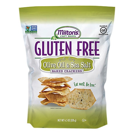 slide 1 of 1, Milton's Gluten Free Baked Crackers, Olive Oil And Sea Salt, 4.5 oz