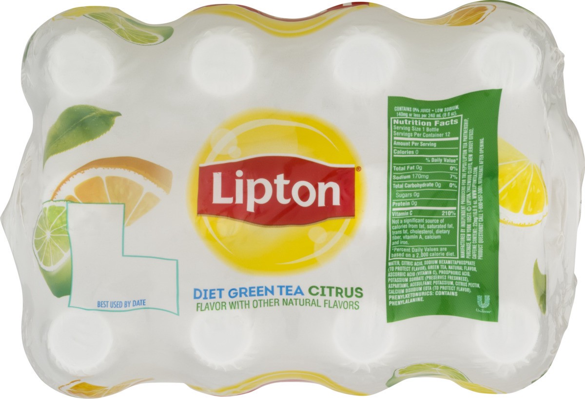 slide 3 of 10, Lipton Diet Green Tea Citrus, 12 ct; 16.9 fl oz