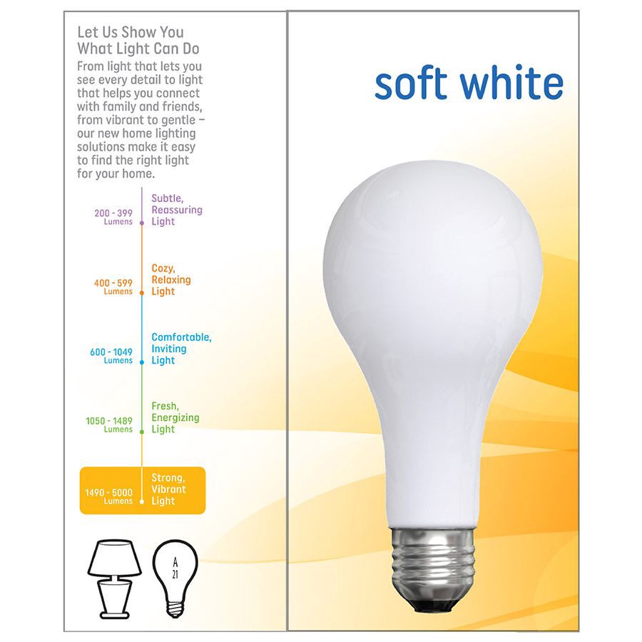 slide 2 of 2, GE Neral Electric Soft White 50-200-250w Incandescent 3-Way Frosted Neral Purpose A21 Light Bulbs (2-Pack), 2 ct