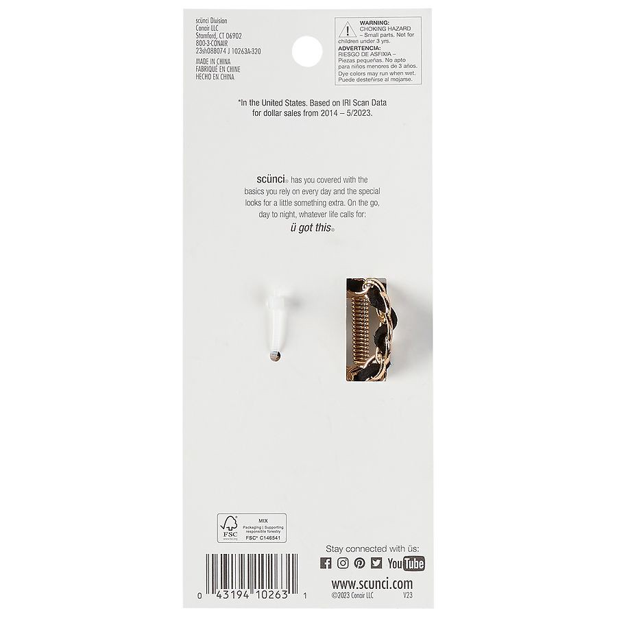 slide 2 of 3, scünci All Hair All Day Hold Claw Clip 1 ea, 1 ct