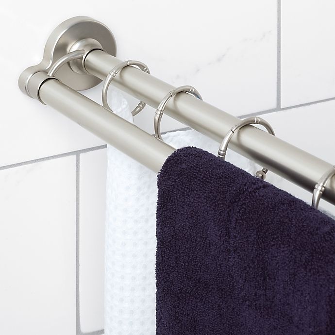 slide 2 of 2, Titan NeverRust Aluminum Double Straight Tension Shower Rod - Nickel, 72 in