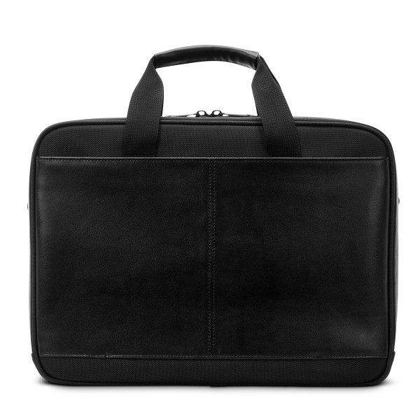 slide 2 of 10, Executive Carrying Case (Briefcase) For 15.6"" Notebook, Pen, Business Card, File Folder, Tablet - Black - Leather, Polyester, Split Leather Body - Tricot Interior Material - Handle, Shoulder Strap - 1 Each, 1 ct