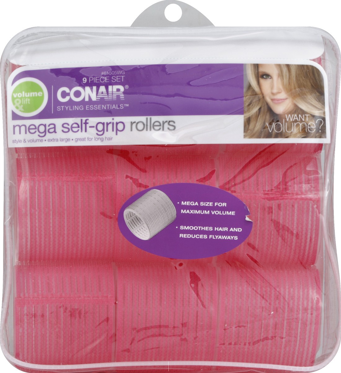 slide 4 of 5, Conair Mega Self Grip Rollers, 9 ct