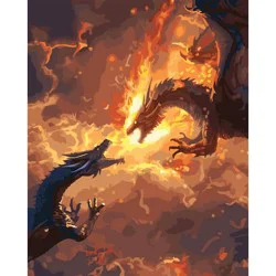Artist's Loft 16" x 20" Dragon Battle Paint-By-Number Kit With Wood Display Hanger