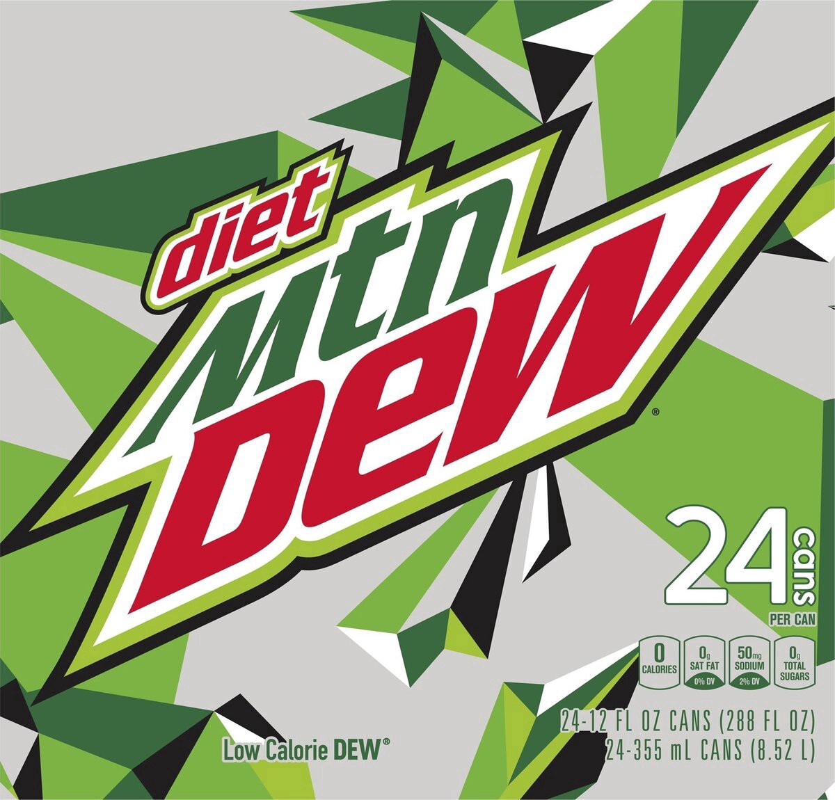 slide 9 of 13, Mountain Dew Diet Soda, Citrus, 24 ct; 12 oz