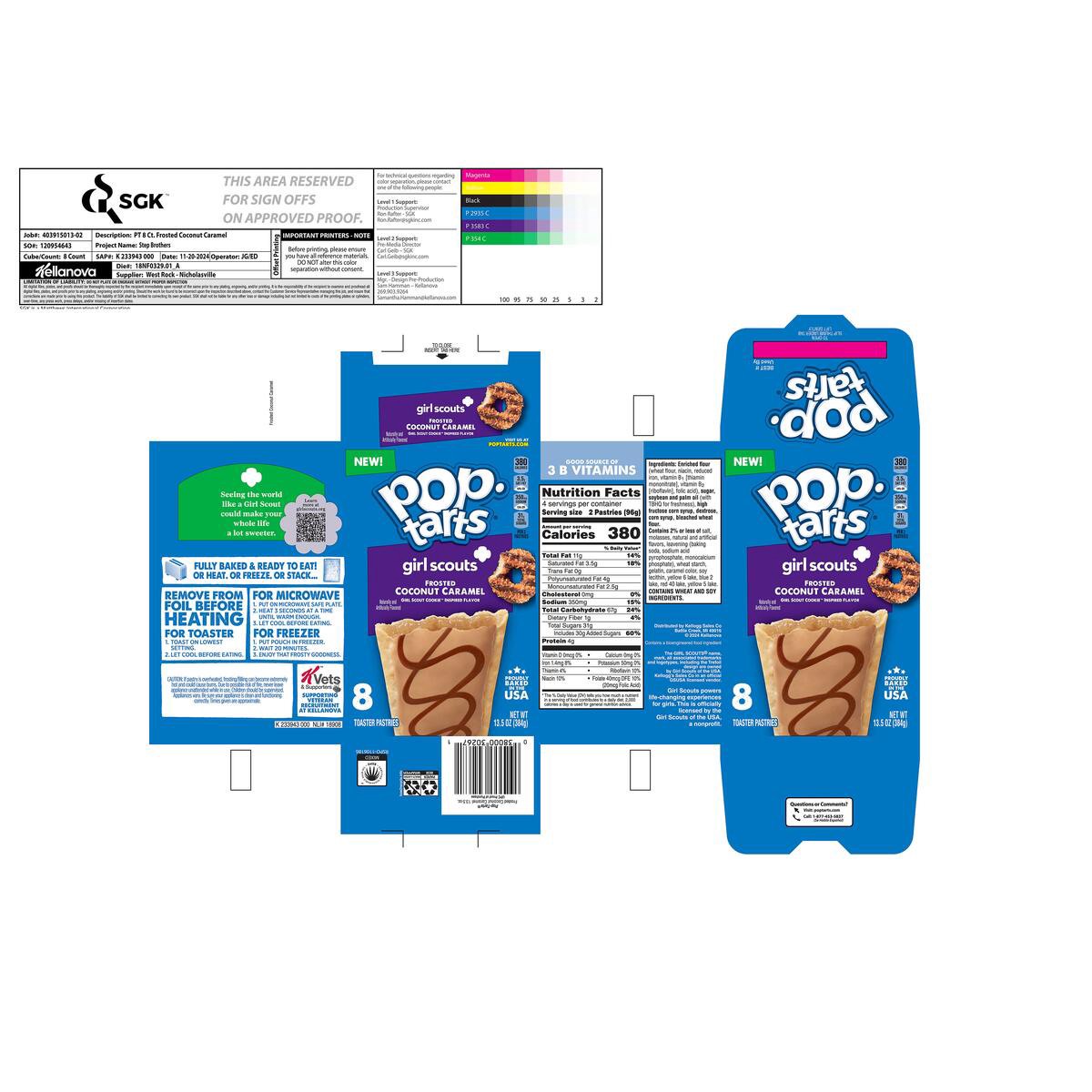 slide 3 of 13, Kelloggs Girl Scout Frosted Coconut Caramel Poptart 8 Count, 13.5 oz