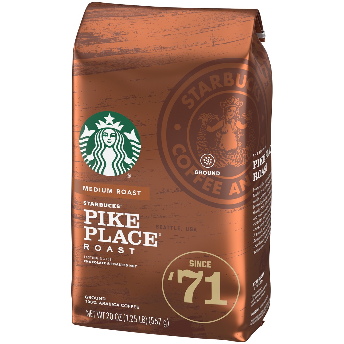 slide 6 of 9, Starbucks Ground Coffee—Medium Roast Coffee—Pike Place Roast—100% Arabica—1 bag (20 oz), 20 oz