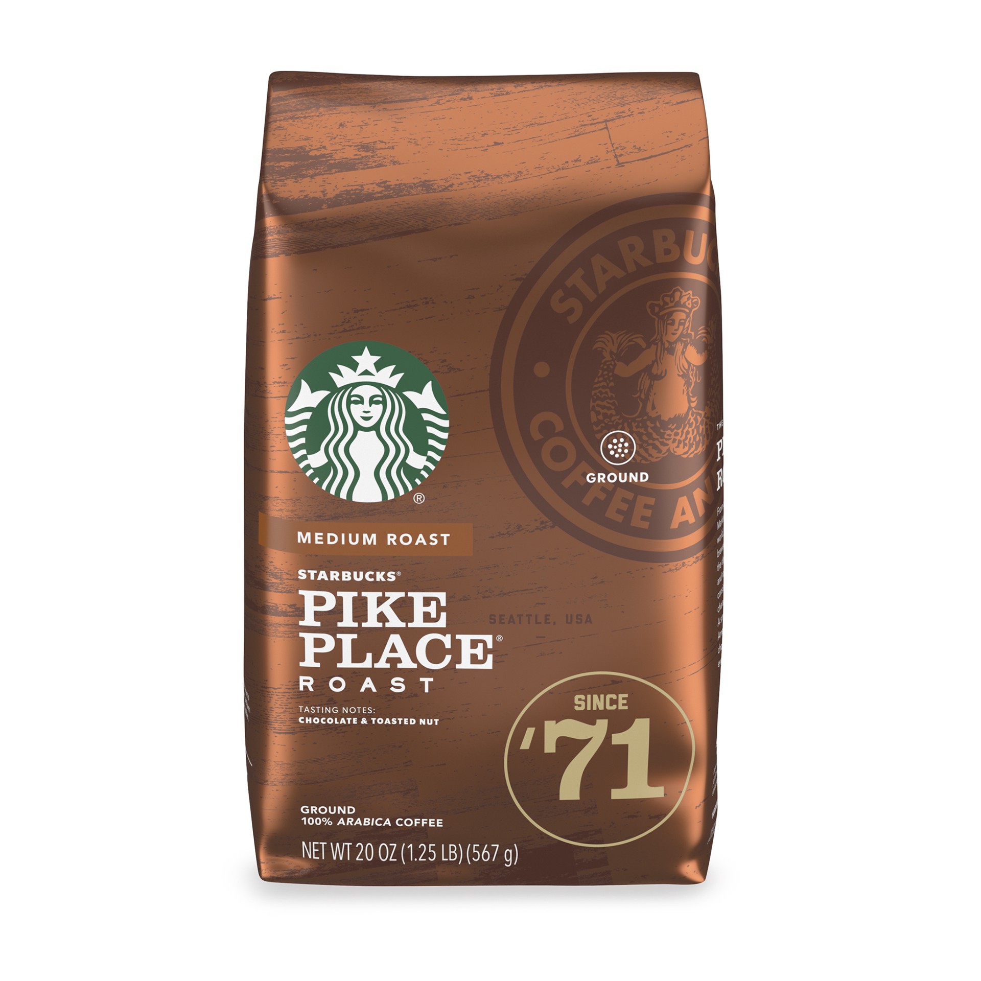 slide 1 of 9, Starbucks Ground Coffee—Medium Roast Coffee—Pike Place Roast—100% Arabica—1 bag (20 oz), 20 oz