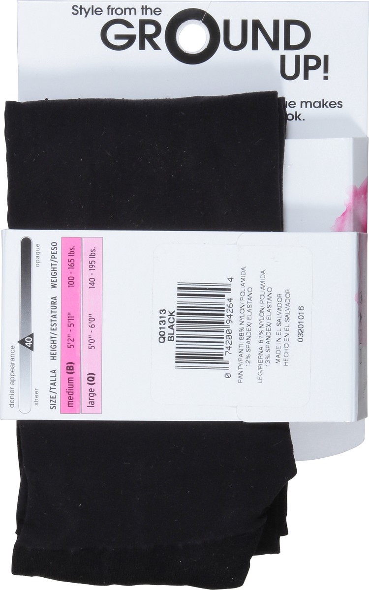 slide 6 of 9, L'Eggs Black Medium Casual Tights, 1 ct
