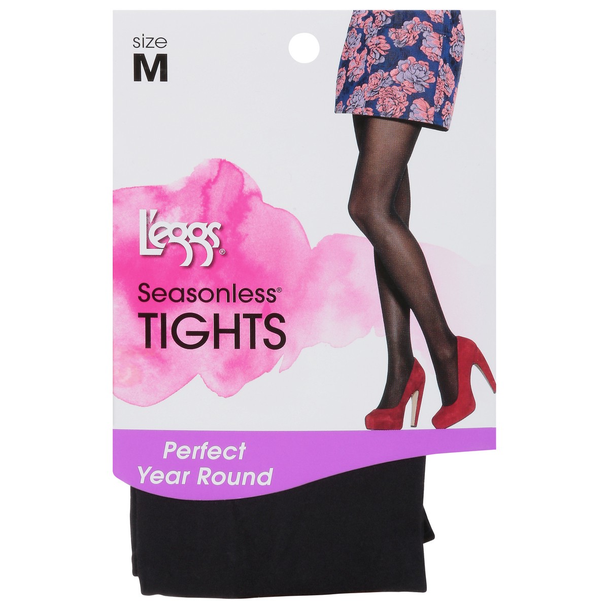 slide 1 of 9, L'Eggs Black Medium Casual Tights, 1 ct