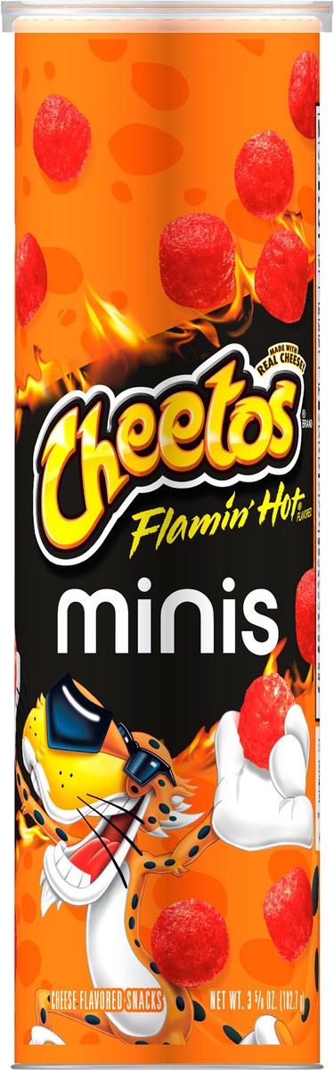 slide 5 of 13, Cheetos Cheese Flavored Snacks, Flamin' Hot Flavored, Minis, 3.625 oz