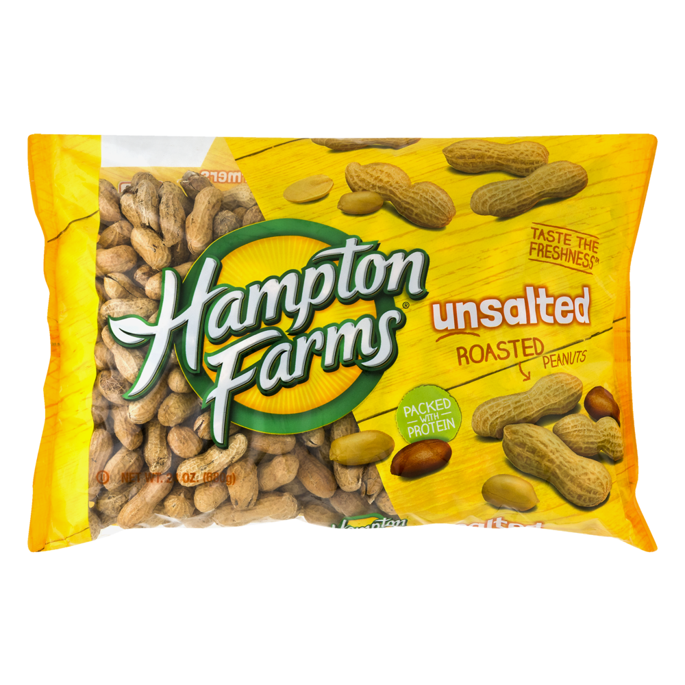 slide 1 of 1, Hampton Farms Unsalted Roasted Peanuts, 24 oz
