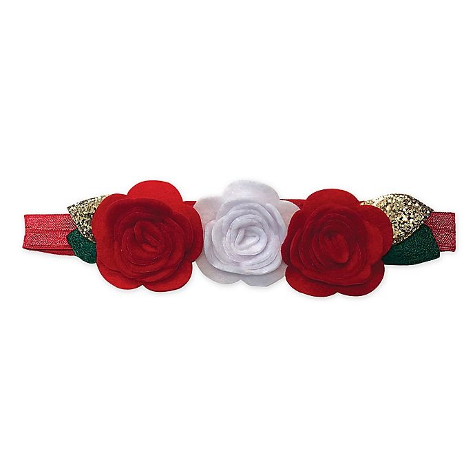 slide 1 of 1, Tiny Treasures Large Glitter Rose Headband - Red/White, 1 ct