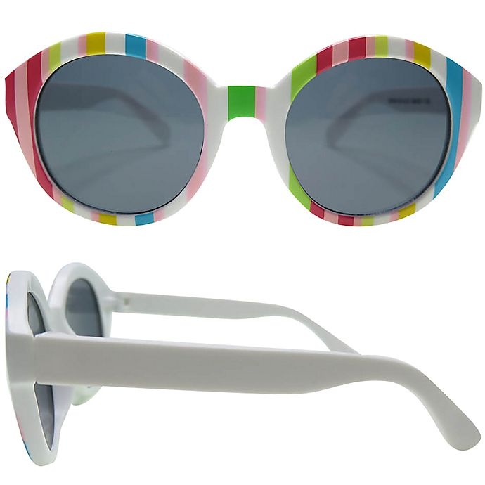 slide 1 of 1, On The Verge Striped Sunglasses - White/Multicolor, 1 ct