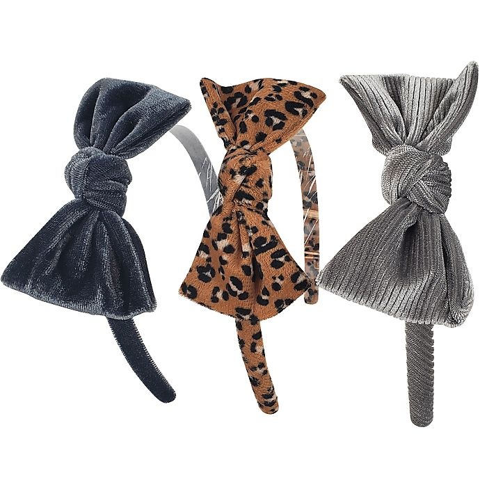 slide 1 of 1, Tiny Treasures Bow Tie Headband Set, 3 ct