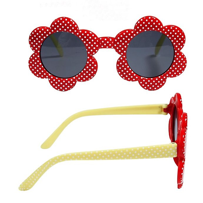 slide 1 of 1, On The Verge Daisy Dot Flower Sunglasses - Red, 1 ct