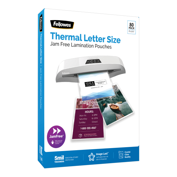 slide 2 of 5, Fellowes Imagelast Premium Uv Thermal Laminating Pouches, Letter Size, 5 Mil, 9" X 11-1/2", Clear, Pack Of 80 Pouches, 80 ct