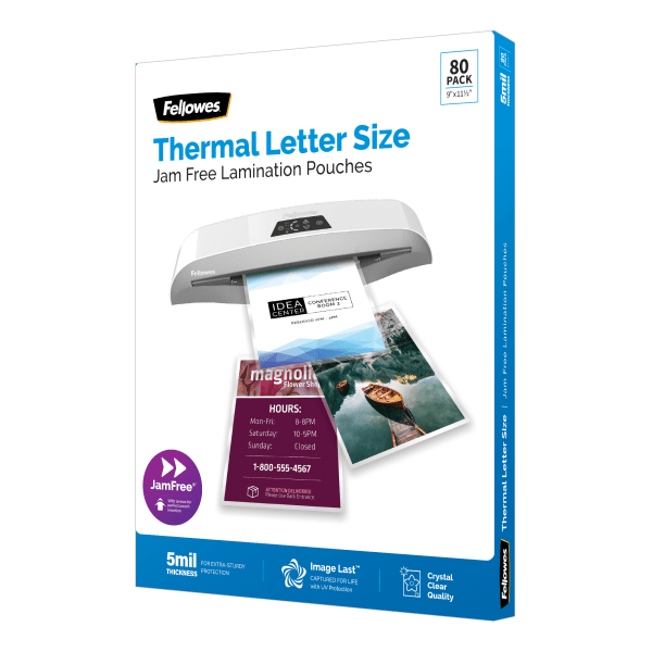 slide 4 of 5, Fellowes Imagelast Premium Uv Thermal Laminating Pouches, Letter Size, 5 Mil, 9'' X 11-1/2'', Clear, Pack Of 80 Pouches, 80 ct