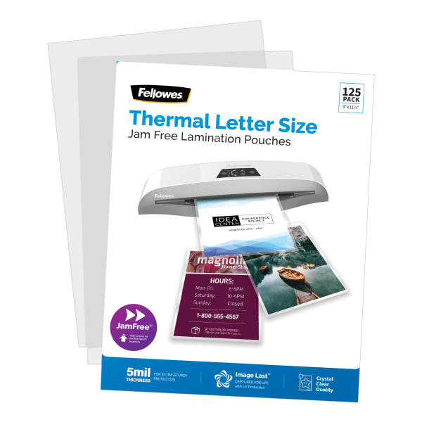 slide 5 of 5, Fellowes Imagelast Premium Uv Thermal Laminating Pouches, Letter Size, 5 Mil, 9'' X 11-1/2'', Clear, Pack Of 125 Pouches, 125 ct