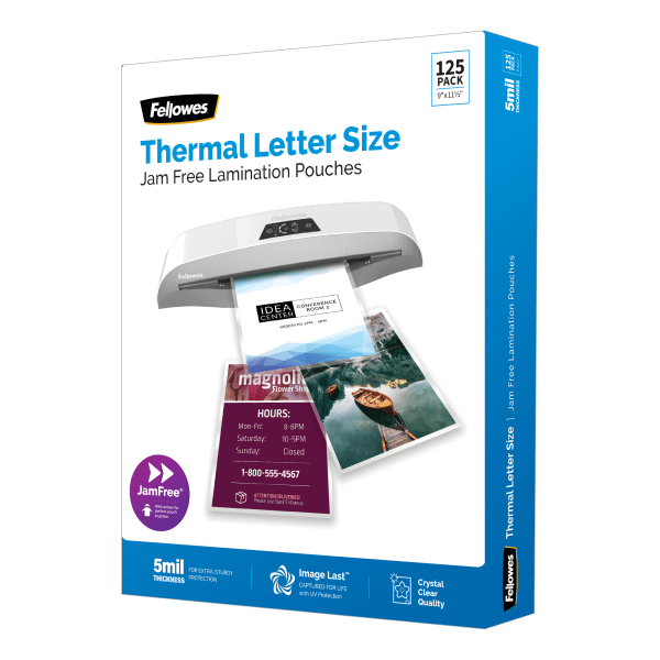 slide 2 of 5, Fellowes Imagelast Premium Uv Thermal Laminating Pouches, Letter Size, 5 Mil, 9'' X 11-1/2'', Clear, Pack Of 125 Pouches, 125 ct