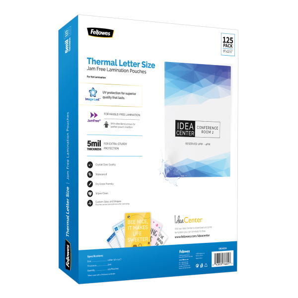 slide 4 of 5, Fellowes Imagelast Premium Uv Thermal Laminating Pouches, Letter Size, 5 Mil, 9'' X 11-1/2'', Clear, Pack Of 125 Pouches, 125 ct