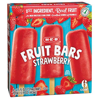 slide 1 of 1, H-E-B Select Ingredients Strawberry Fruit Bars, 6 ct