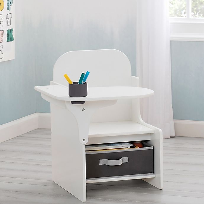 Delta Children MySize Chair Desk with Storage Bin Bianca White 1