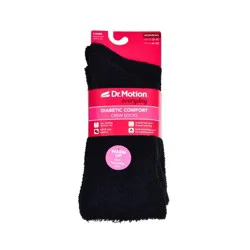 Dr. Motion Everyday Diabetic Comfort Heat Technology Crew Socks - Black