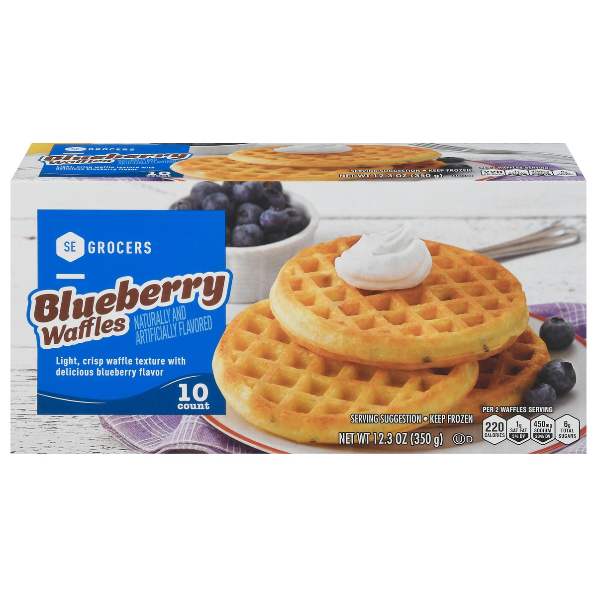 slide 1 of 1, SE Grocers Waffles Blueberry, 10 ct; 12 oz