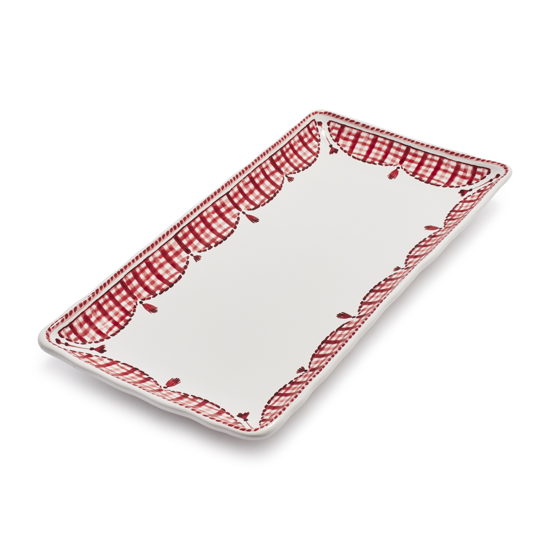 slide 1 of 1, Sur La Table Red Gingham Rectangle Platter, Red, 1 ct