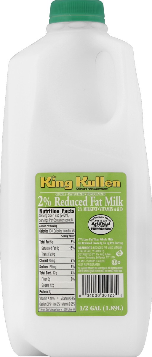 slide 1 of 8, King Kullen Kk Milk 2% Plst(1/2Ga), 1 ct