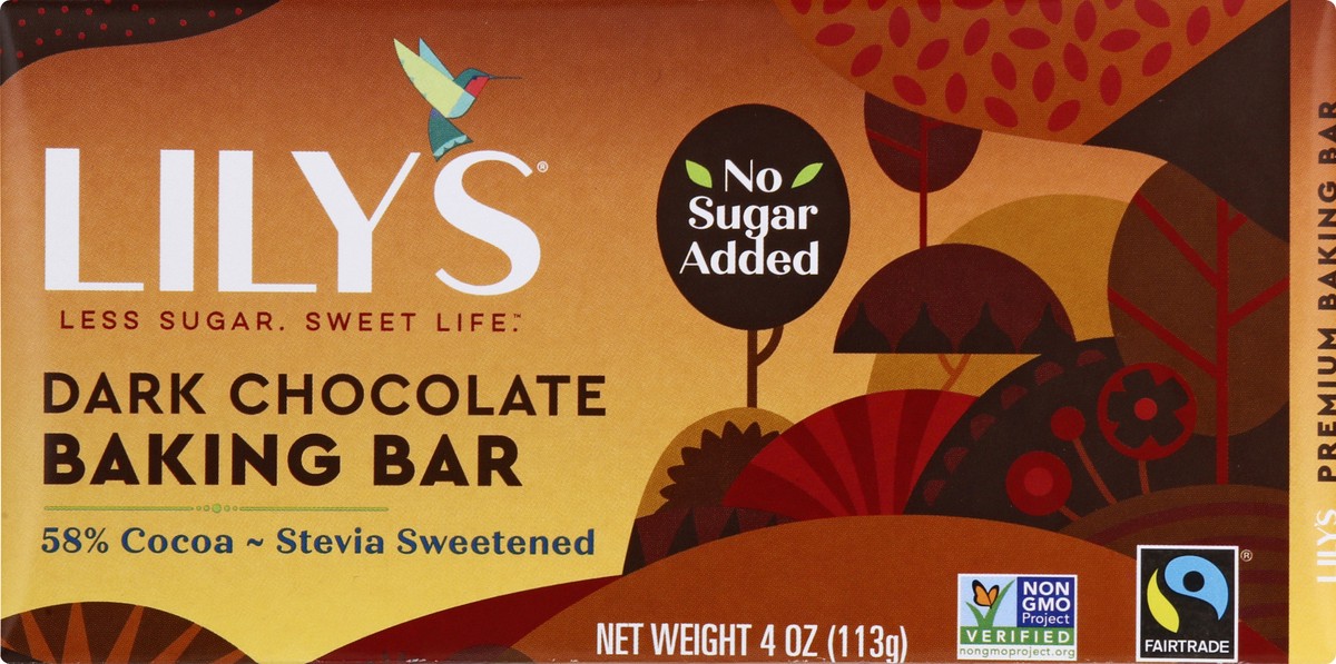 slide 2 of 9, Lily's Premium Dark Chocolate Baking Bar 4 oz, 4 oz