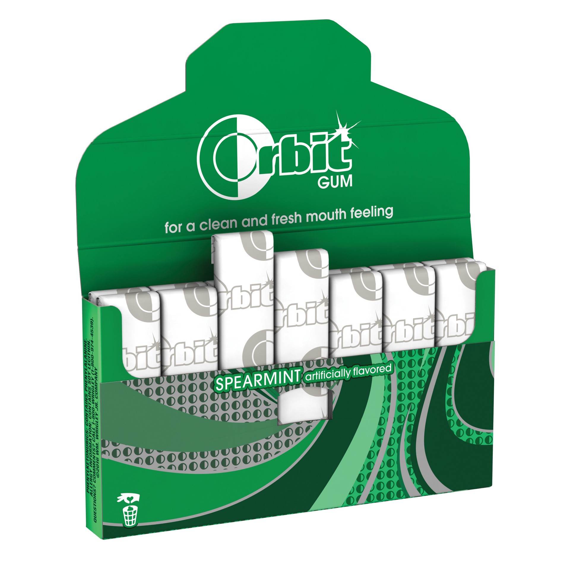 slide 3 of 7, ORBIT Gum Spearmint Sugar Free Chewing Gum, Single Pack, 14 Piece, 14 pc