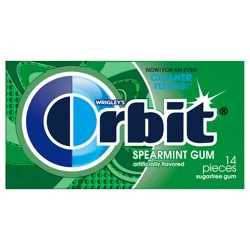 ORBIT Gum Spearmint Sugar Free Chewing Gum, Single Pack, 14 Piece