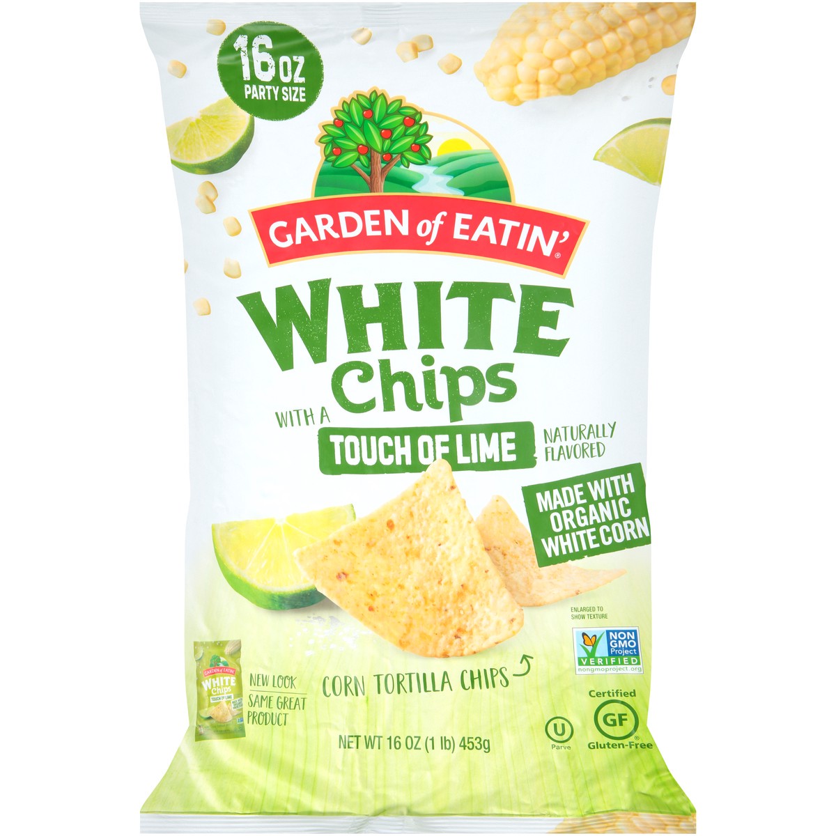 slide 1 of 10, Garden of Eatin'® corn tortilla chips, white with a touch of lime, 16 oz