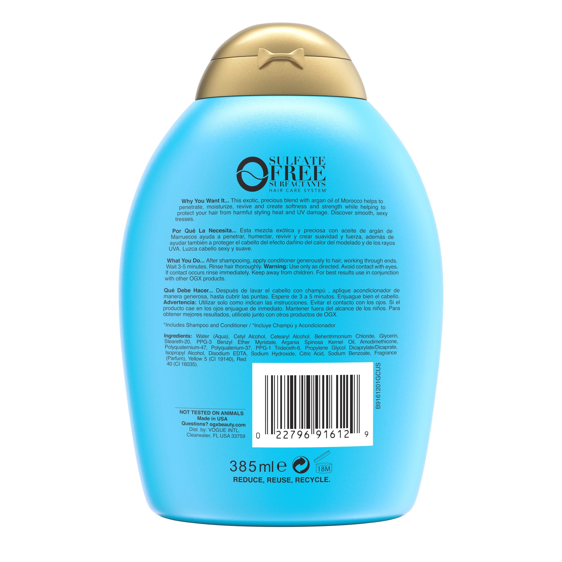 slide 4 of 9, OGX Renewing + Argan Oil of Morocco Conditioner, Repair Conditioner & Argan Oil Helps Strengthen & Repair Dry, Damaged Hair, Paraben-Free, Sulfate-Free Surfactants, 13 fl. oz, 385 ml