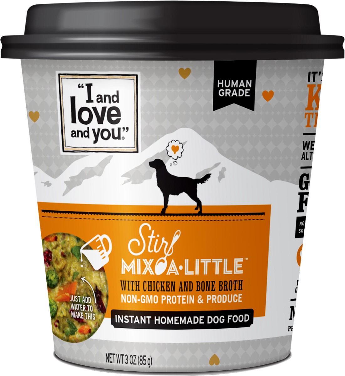 slide 2 of 2, I and Love and You Stir Mix-A-Little with Chicken and Bone Broth Dog Food 3 oz, 3 oz