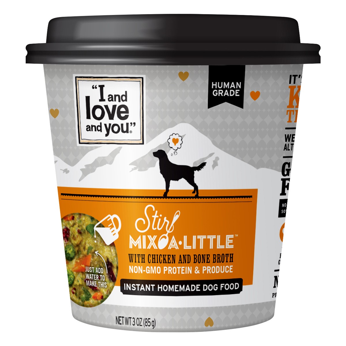 slide 1 of 2, I and Love and You Stir Mix-A-Little with Chicken and Bone Broth Dog Food 3 oz, 3 oz