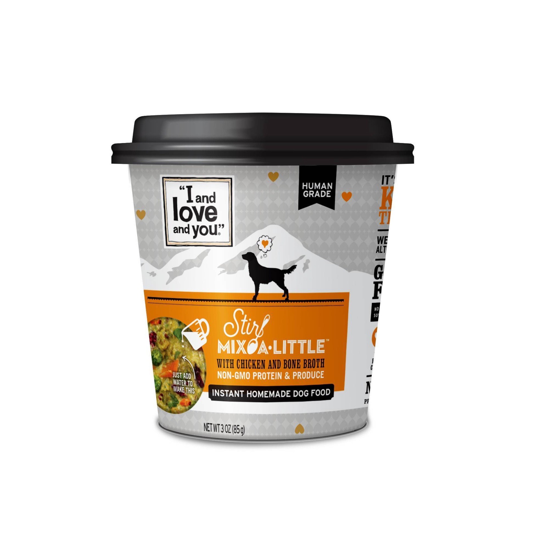 slide 1 of 2, I and Love and You Stir Mix-A-Little with Chicken and Bone Broth Dog Food 3 oz, 3 oz