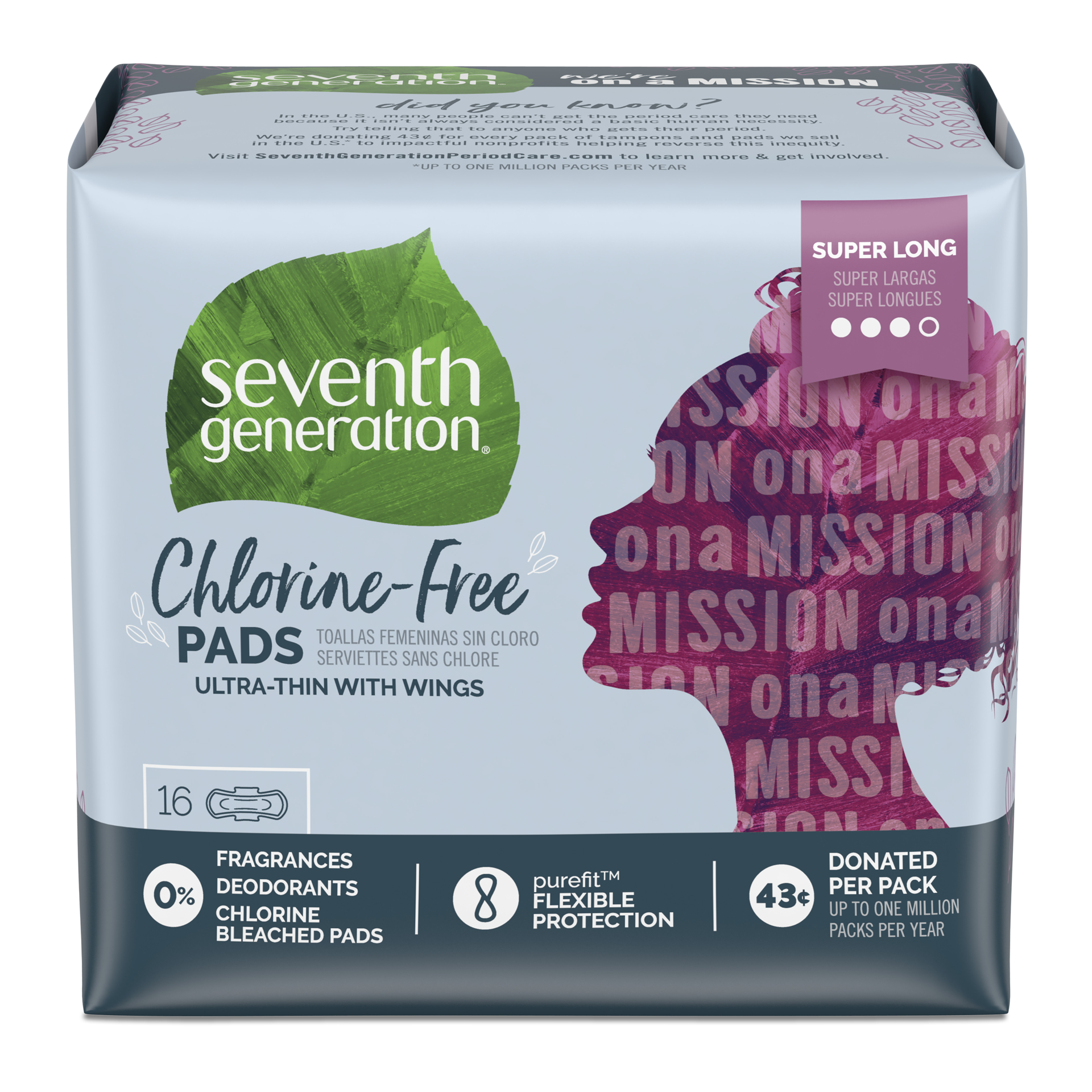 slide 3 of 3, Seventh Generation Ultra Thin Pads Super Long Absorbency, 16 count, 16 ct