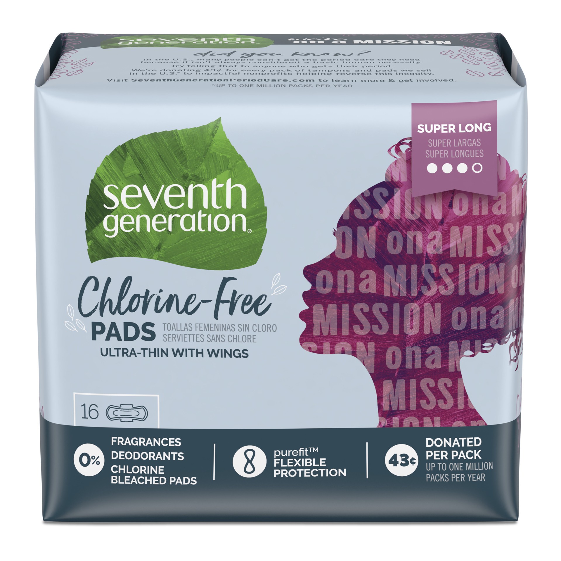 slide 1 of 3, Seventh Generation Ultra Thin Pads Super Long Absorbency, 16 count, 16 ct