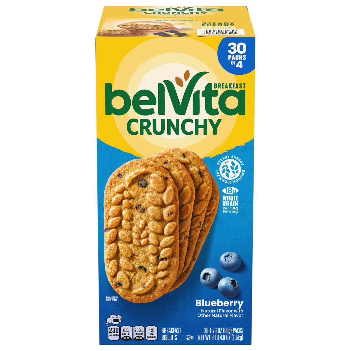 slide 1 of 1, BelVita Breakfast Biscuits, Blueberry, 1.76 oz, 30 count, 