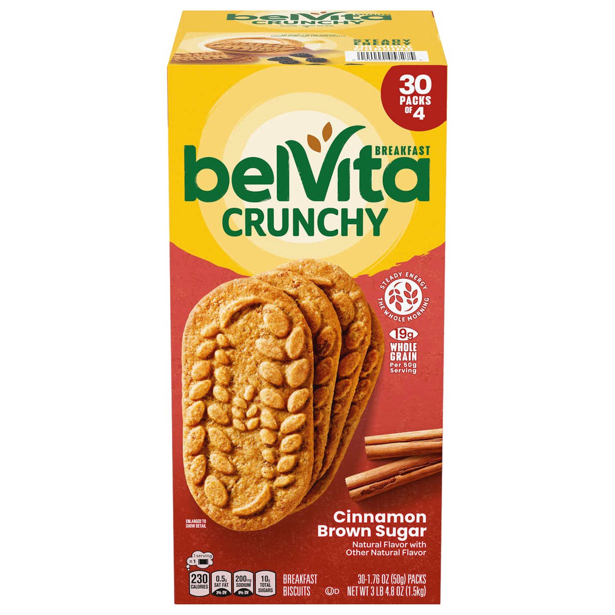 slide 1 of 1, Nabisco BelVita Breakfast Biscuit, Cinnamon Brown Sugar, 1.76 oz, 30 count, 