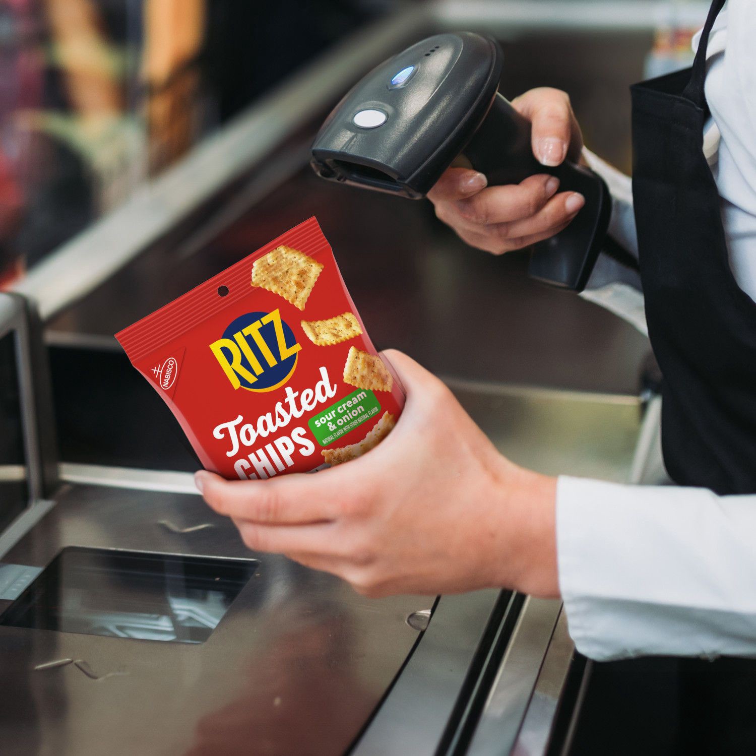 slide 6 of 10, RITZ Toasted Chips Sour Cream and Onion Crackers, Individual Snacks, 2.5 oz Snack Pack, 2.5 oz