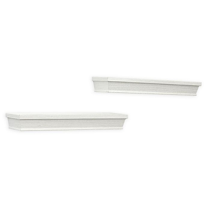 slide 3 of 3, SALT Rustic Wood Shelf Set - White, 2 ct