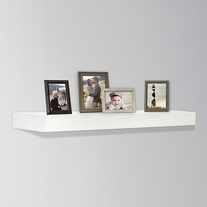 slide 2 of 4, SALT Wood Gallery Shelf - Rustic White, 36 in