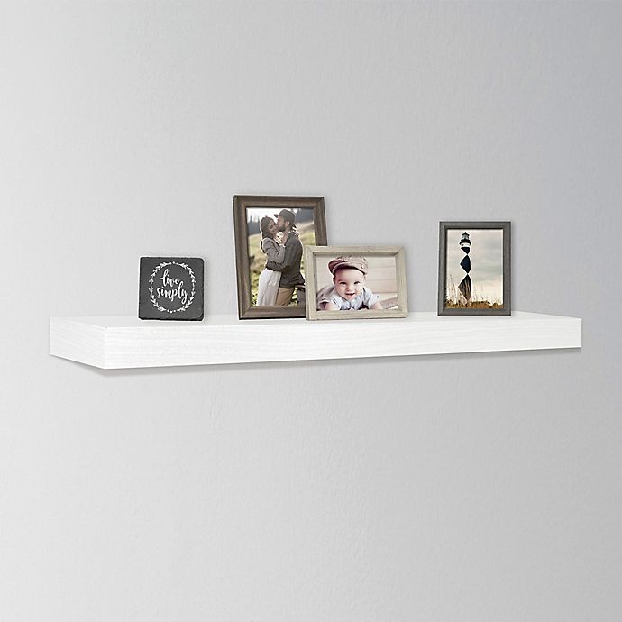 slide 2 of 4, SALT Wood Gallery Shelf - Rustic White, 30 in