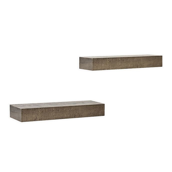 slide 2 of 2, SALT Rustic Wood Shelf Set - Walnut, 2 ct